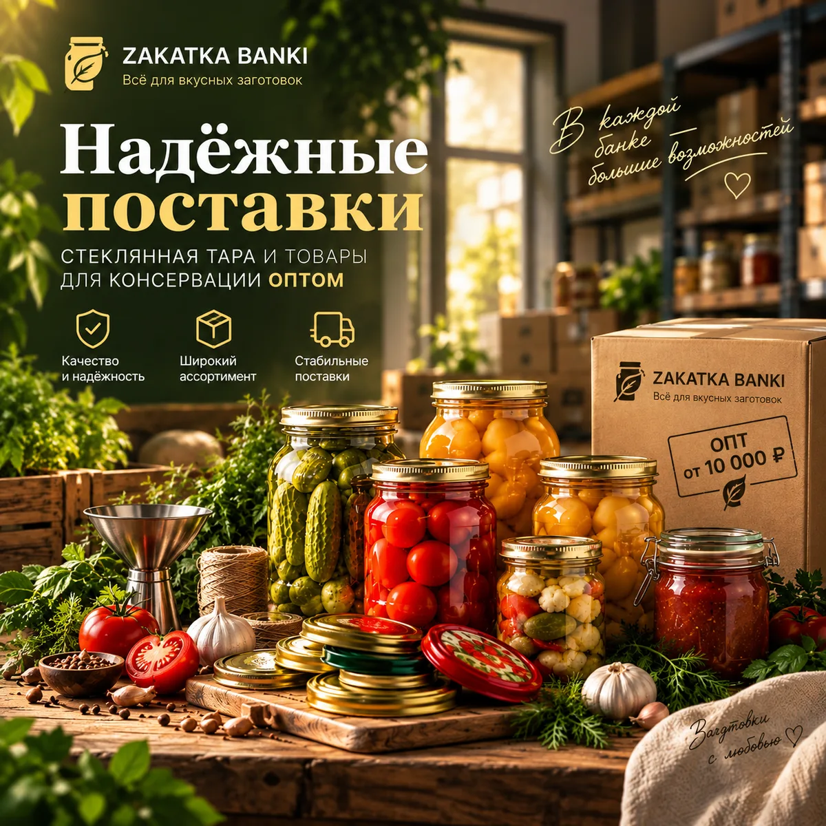 ZAKATKA BANKI — стеклянная тара и товары для консервации оптом